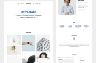 Untreefolio - бесплатный одностраничный Bootstrap шаблон портфолио