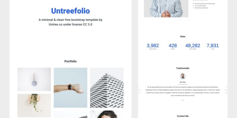 Untreefolio - бесплатный одностраничный Bootstrap шаблон портфолио
